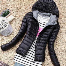 Load image into Gallery viewer, 2017 Autumn Winter Women Basic Jacket Coat Female Slim Hooded Brand Cotton Coats Casual Black Jackets