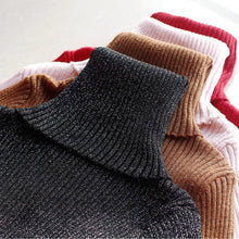 Load image into Gallery viewer, New Glitter Turtleneck Women Pullover Sweater High Elasticity Knitted Ribbed Slim Jumper Autumn Winter Basic Female Sweater