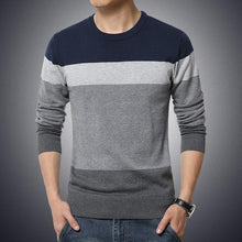 Load image into Gallery viewer, 2019 Autumn Casual Men's Sweater O-Neck Striped Slim Fit Knittwear Mens Sweaters Pullovers Pullover Men Pull Homme M-3XL