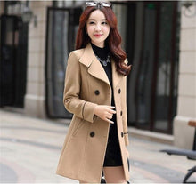Load image into Gallery viewer, New Autumn Winter Women Woolen Coat Slim Windbreaker Coats Female Fashion Plus size Yellow Wool Blends Jackets Solid color H711